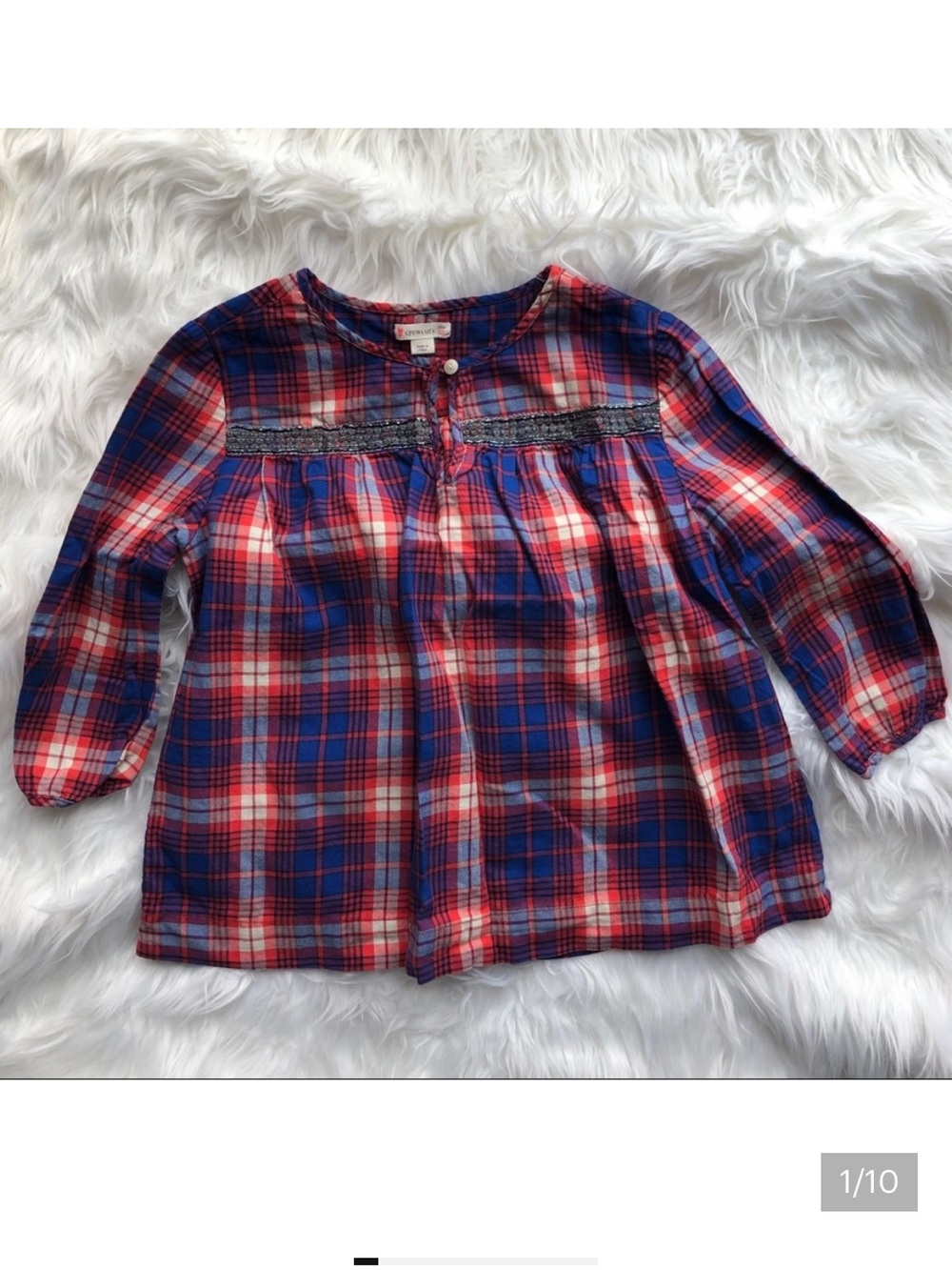 Crewcuts plaid embellished tunic top girls 10